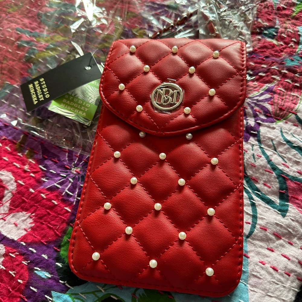 Badgley Mischa Red Quilted Phone Pouch-Retail $69